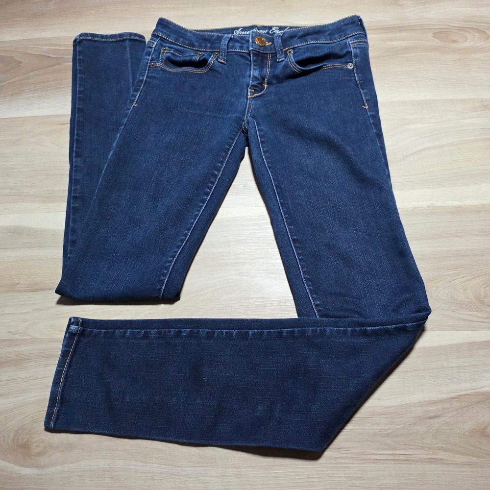 American Eagle Skinny Jeans Womens 6 Dark Blue Stretch Denim Regular Casual SEO‎